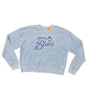 NEW Good Land Women's Blue 100% Cotton Pullover Sweater 2XL Crew Neck Long Sleev